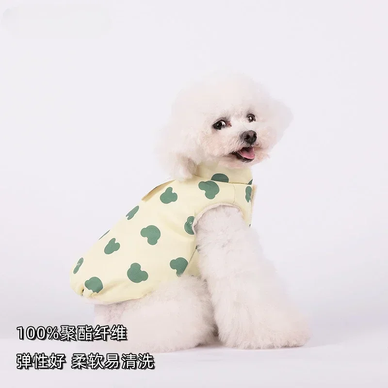 Lindo mascota cálido invierno impreso oso de peluche cachorro abrigo de algodón ropa para perros grueso cálido Teddy chaleco a prueba de viento ropa chaquetas para mascotas - imagen 2