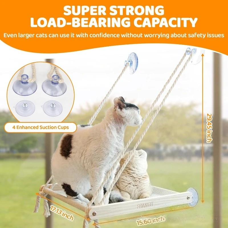 Hamaca de ventana con ventosas para gatos - cama colgante grande - imagen 2