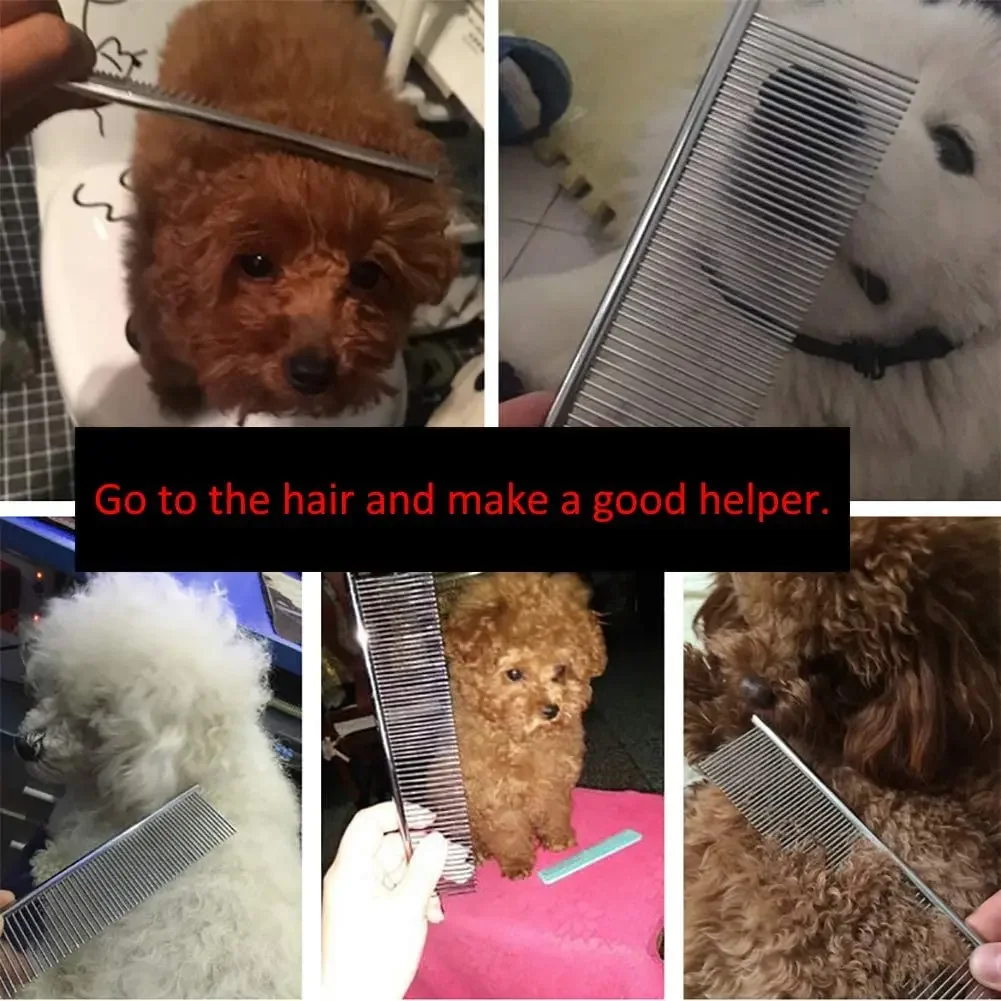 Peines de acero para mascotas, herramienta para quitar piel mate, peine para desmatting de mascotas con dientes redondeados para Golden Retriever persa - imagen 5