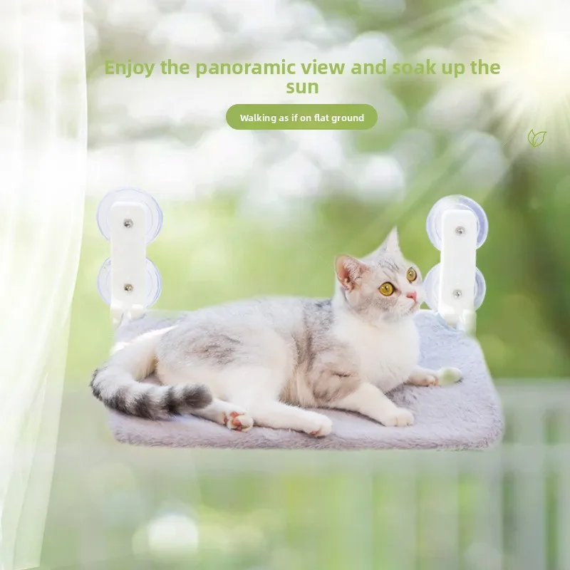 Hamaca plegable para gato con doble ventosa y ventana
