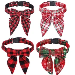 Collar navideño con lazo de algodón para perros