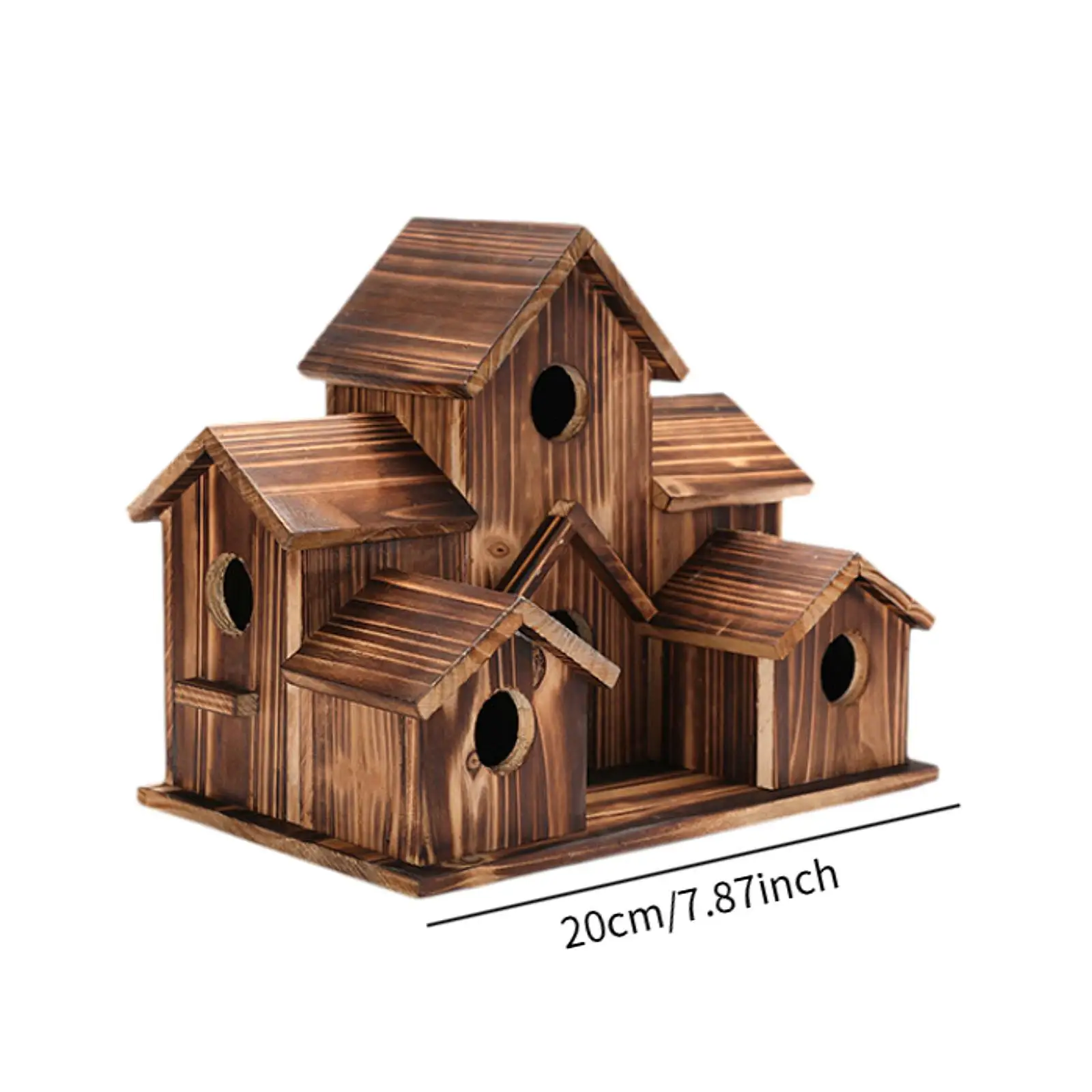 Wooden Bird House Bird Cage Garden Decor, Rustic Hanging Birds Hut Hummingbird Nest, Hanging Bird Feeder for Yard Outdoor