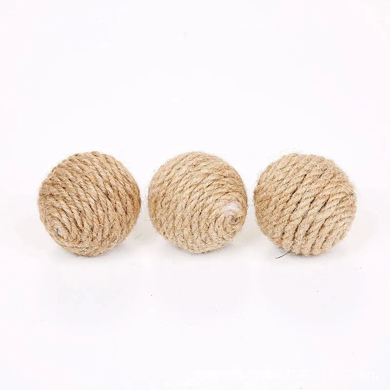 5 uds. Pelota con sonido para gatos, pelota interactiva de Sisal hecha a mano para rascar gatos, juguete para gatos con sonidos, juguetes para el hogar - imagen 5