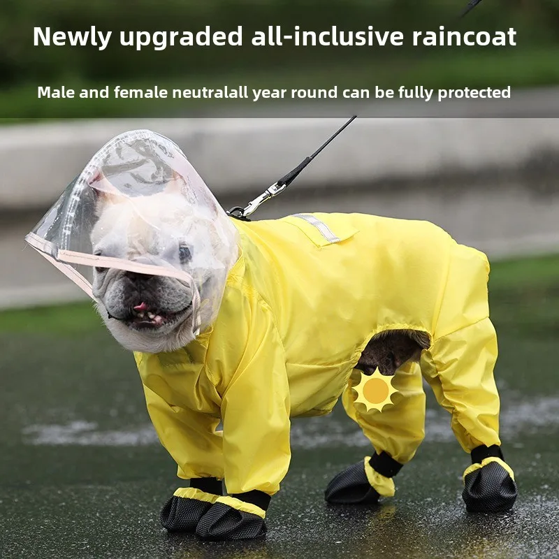 Chubasquero para perros, zapatos, todo paquete, con capucha, impermeable y protector sucio, diseño reflectante, productos para mascotas, mono, accesorios impermeables - imagen 2