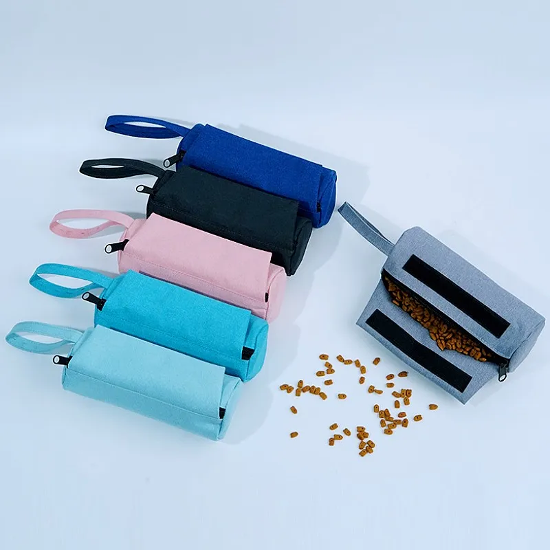 Dispensador de bolsas para excrementos de perros, bolsas para aperitivos para caminar, soporte portátil para bolsas de excrementos, bolsas impermeables para aperitivos para entrenamiento de perros