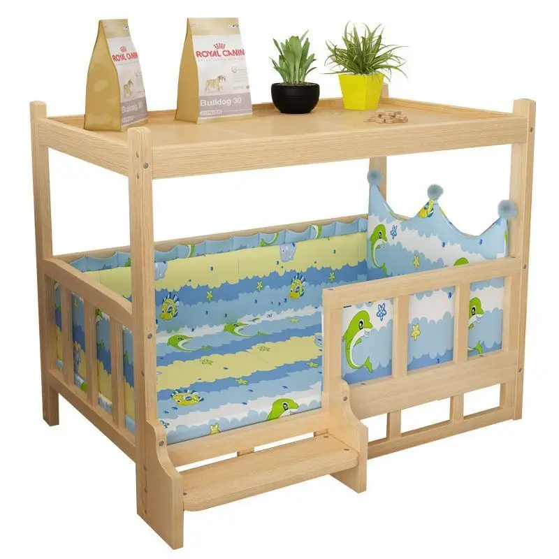 Perrera para perros, Perrera de madera maciza, Teddy dorado, cama de madera reutilizable para gatos, mesita de noche para gatos para todas las estaciones, productos para mascotas - imagen 5