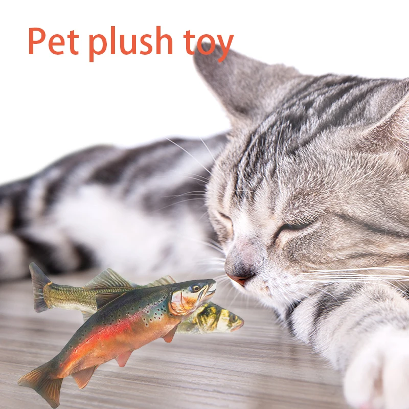 Pez de peluche para mascotas, juguete para gatos, exprimir los dientes, Limpieza de dientes, juguete de peluche calmante para mascotas, suministros para perros y peces - imagen 2