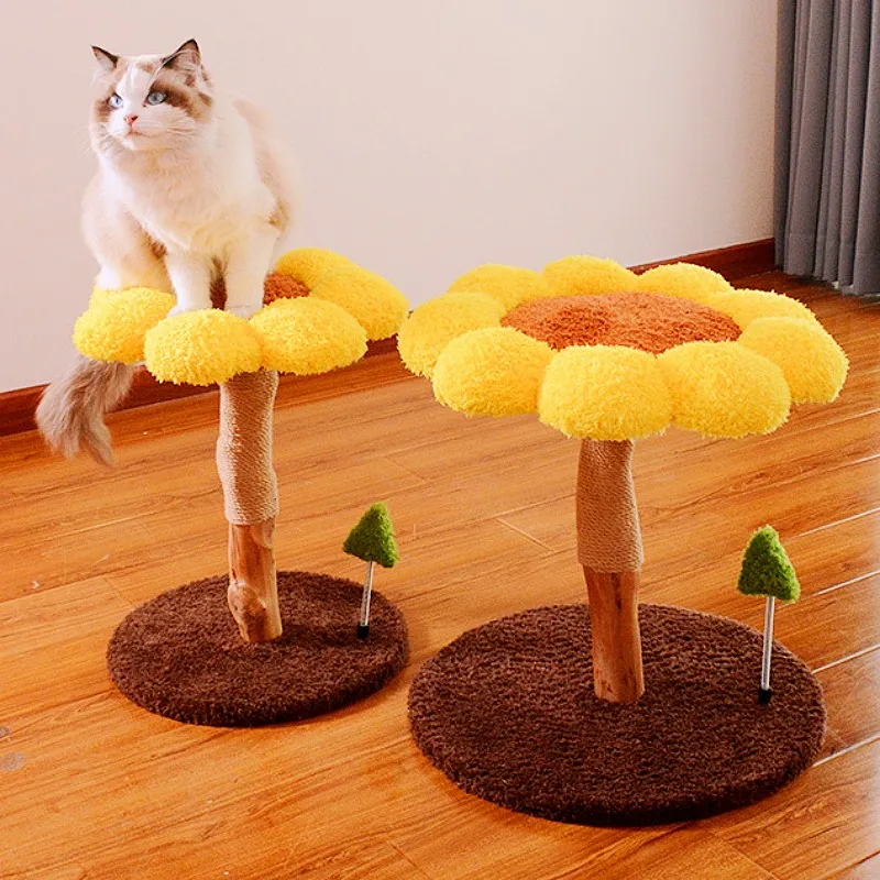 Rascador para gatos en forma de flor - Torre de madera maciza - imagen 3