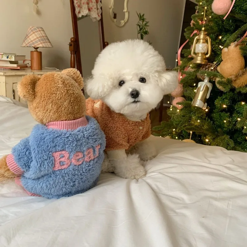 Sudaderas con capucha para perros de diseño moderno y cálido de felpa, ropa bonita de lana para perros pequeños, suéteres gruesos para perros, disfraces para cachorros de peluche - imagen 5