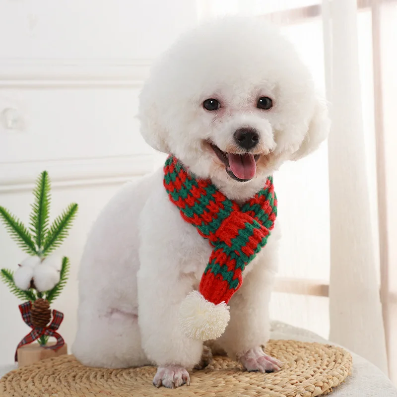 Invierno Navidad cálido cachorro perro gato bufanda Navidad lindo accesorios para mascotas para perros pequeños medianos caniche Yorkshire bufandas productos - imagen 5