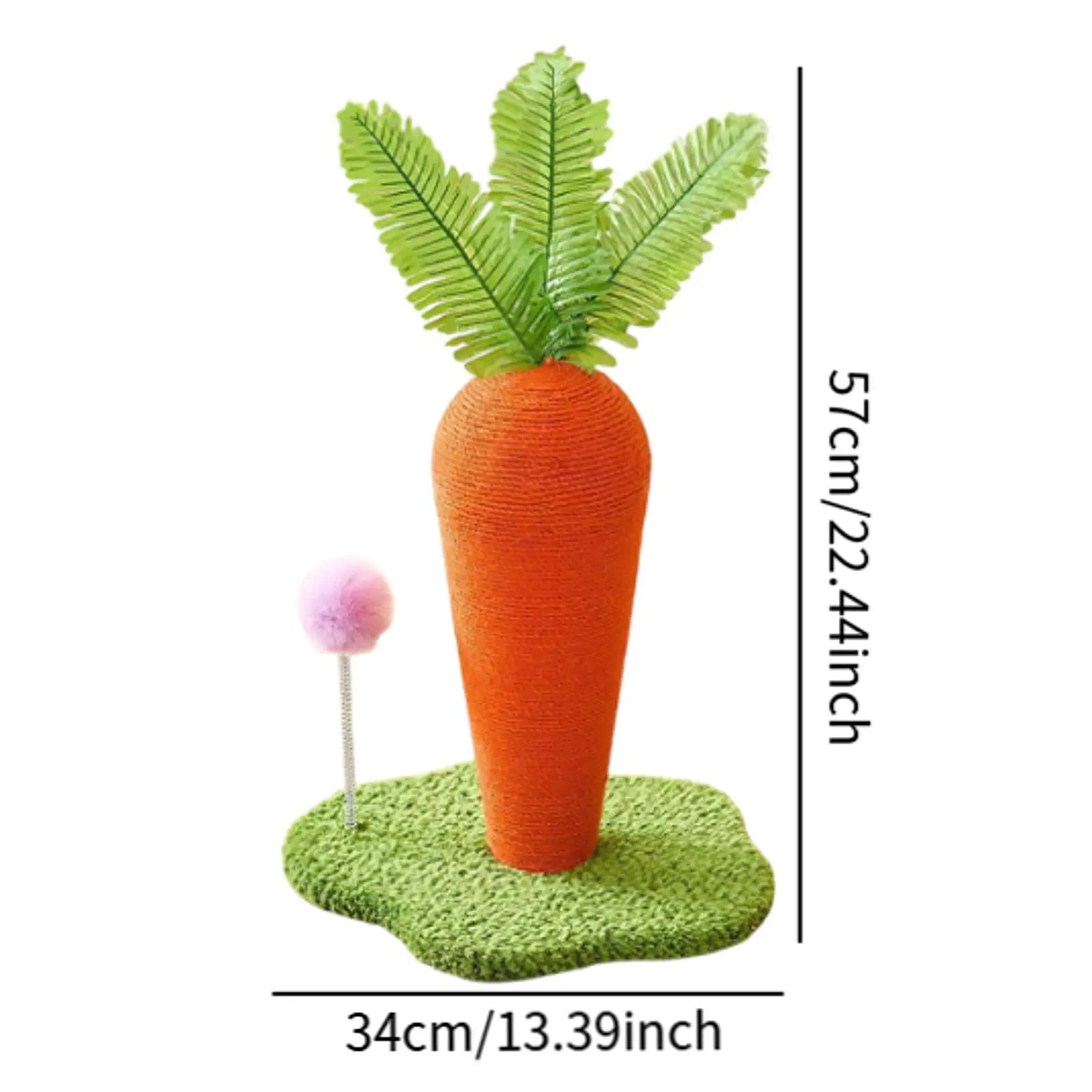 Cat Scratching Post with Play Ball Carrot Cat Scratcher for Cat and Kittens