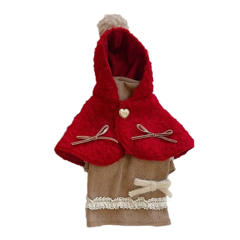 Capa con capucha de Navidad para mascotas, capa de disfraz de Navidad para mascotas, capa con capucha de perro de peluche bonito para perro pequeño y mediano para el hogar - imagen 3