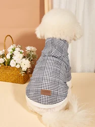 Sudaderas con capucha a cuadros para perros pequeños, medianos y gatos