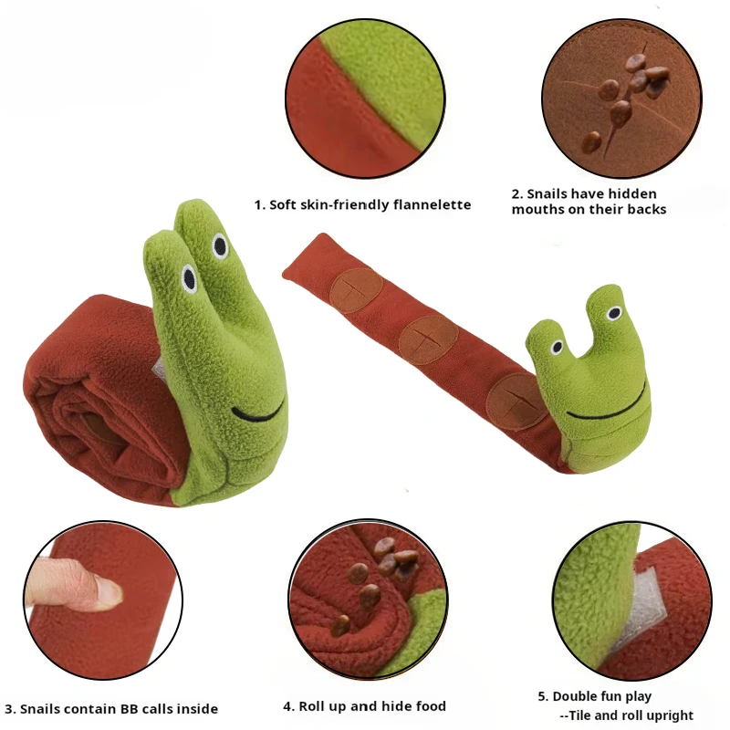 Rompecabezas de perro de peluche, juguete para morder de caracoles, cachorro, sonidos chirriantes, ocultar los dientes, comida, juguete suave interactivo para perros, juguetes, suministros para mascotas - imagen 3