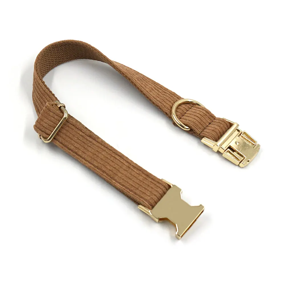 Juego de arnés y correa para perros de pana marrón, Collar personalizado de diseñador de lujo para perros pequeños y grandes, juego de cables para caminar con bolsa para excrementos - imagen 2