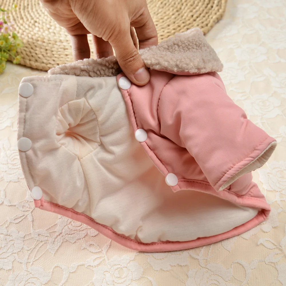 Ropa cálida de invierno para perro, abrigo de algodón grueso con cuello de piel para Chihuahua y Pug, chaqueta para perros pequeños y medianos, gatos - imagen 4