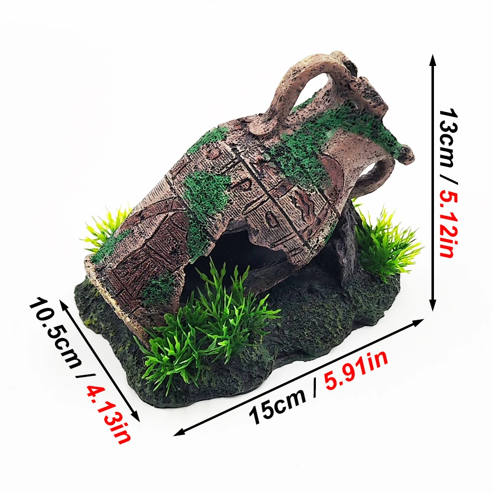 Florero antiguo Retro con forma de resina, adornos para pecera, adorno de paisaje para acuario, decoraciones para acuario, artesanía para el hogar, estatua para pecera - imagen 2