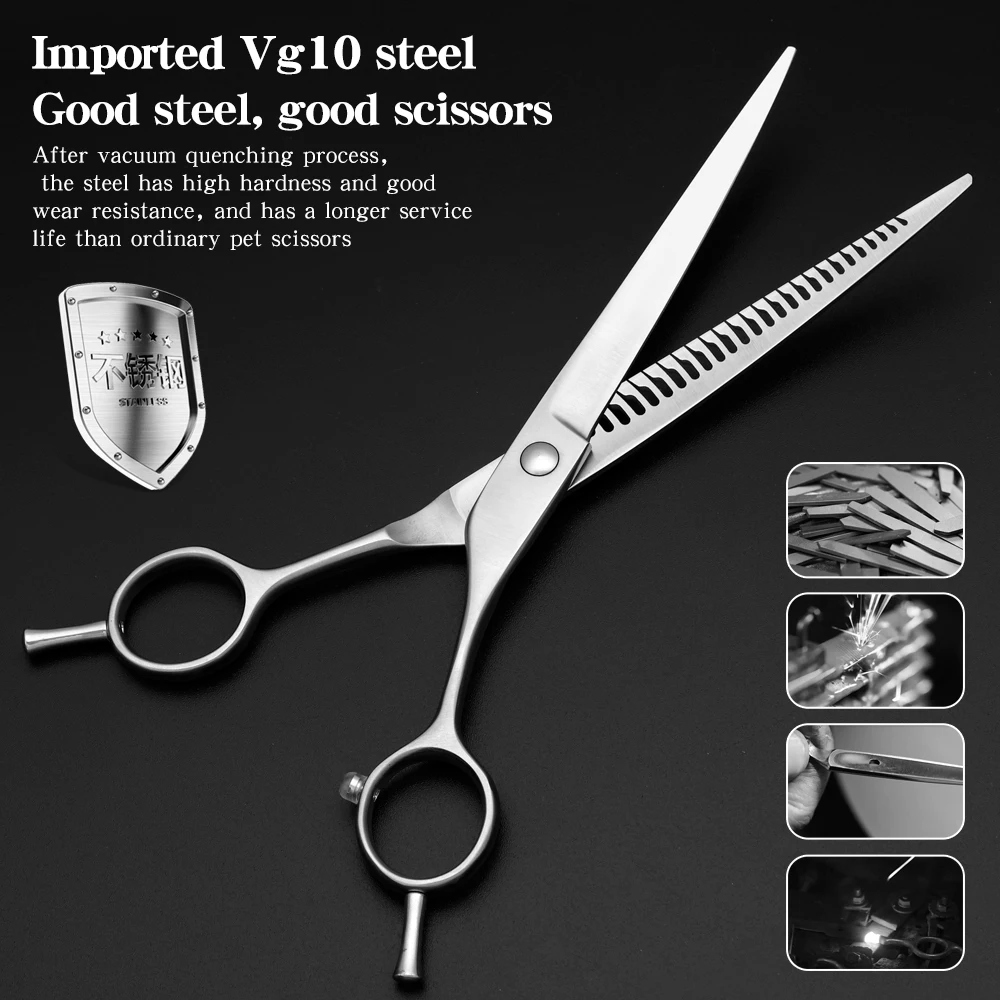 Tijeras mágicas dobladas, tijeras profesionales de belleza para mascotas, tienda de esteticista para recortar acero VG10, recorte Natural de 7,25 pulgadas - imagen 2