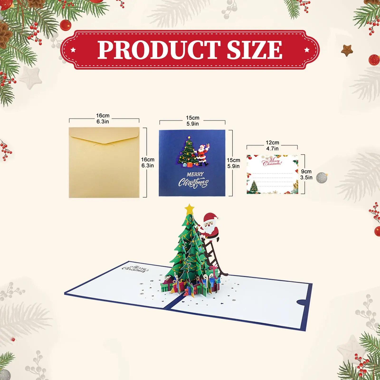 Tarjeta navideña Feliz Navidad Delicada para ella y él Tarjeta de felicitación navideña 3D