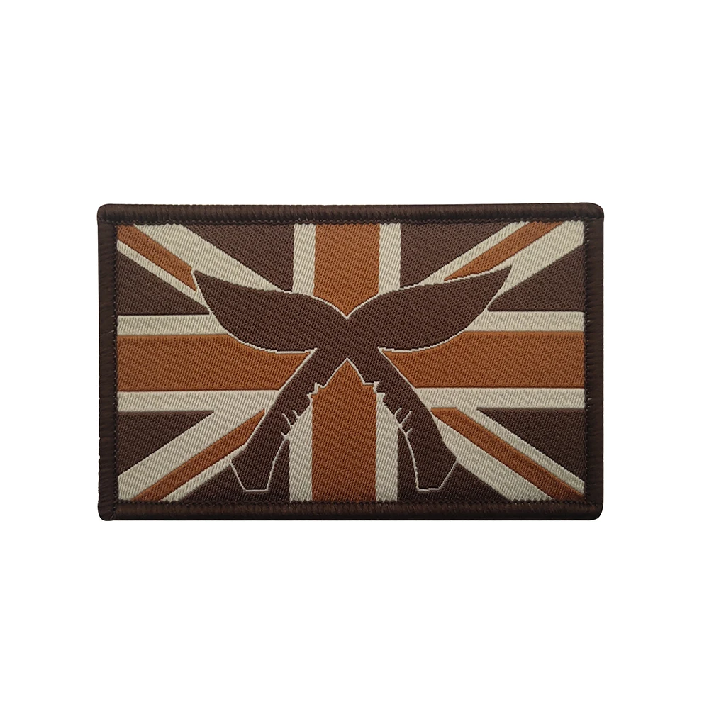Parche tejido con bandera de país del Reino Unido, adorno de apliques, insignia, parches bordados con cuchillo táctico militar con gancho y bucle - imagen 2