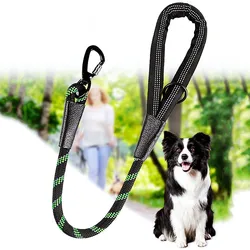 Correa reflectante para perros grandes – Nylon resistente mango cómodo