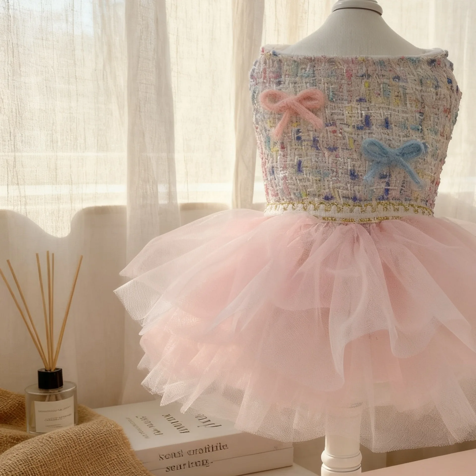 Vestido de terciopelo fino en perro pequeño talla M