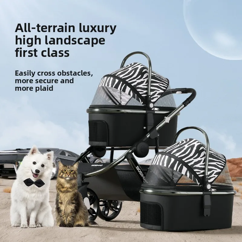 Cochecitos para mascotas de lujo con vista alta, carrito para mascotas de alta gama, carrito para perros de lujo para gatos, plegable