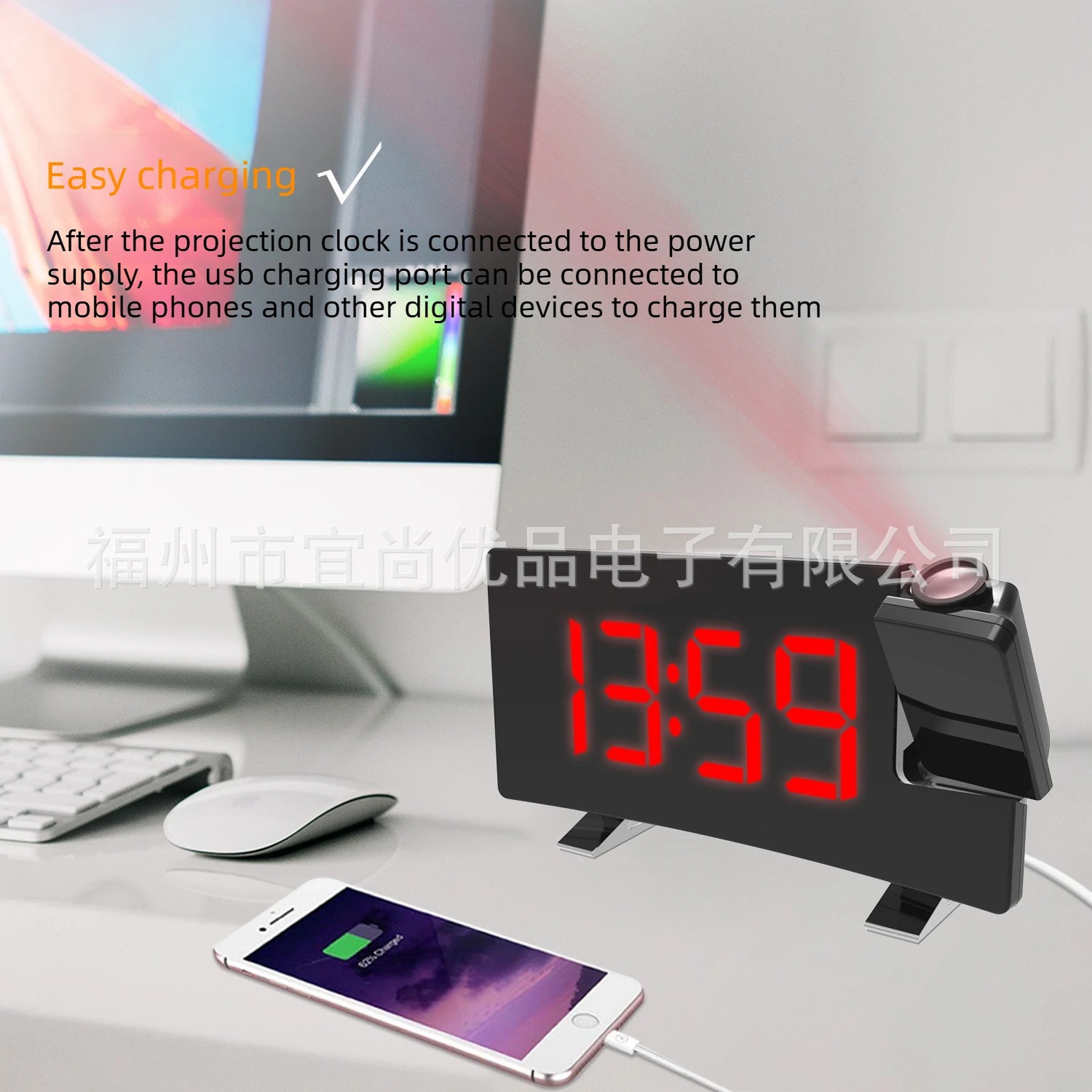 Reloj despertador con proyección para gatos y perros – pantalla LED
