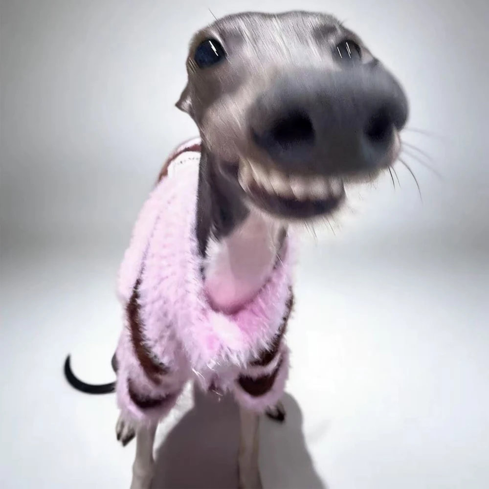 Sueter calido cafe-rosa para perros pequenos y medianos (Whippet) - imagen 4