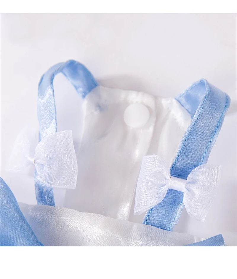 Vestidos de verano de tul transpirable para perros pequeños y medianos, mono con nudo de lazo azul claro para Gato, cachorro romántico de Chihuahua de una pieza - imagen 5