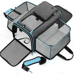 Bolsa transportín cruzado plegable y transpirable para gatos y perros
