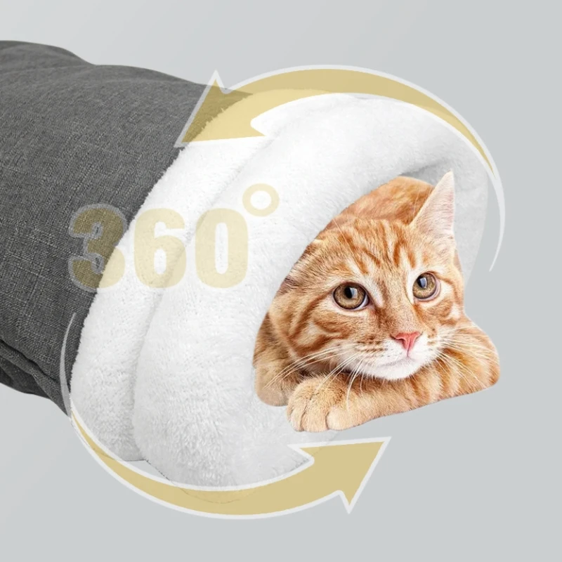 ​ ​ Saco de dormir para acurrucarse con forro térmico: cama de cueva semicerrada para gatos y perros pequeños: cápsula para dormir cálida de invierno con forro polar de felpa - imagen 3