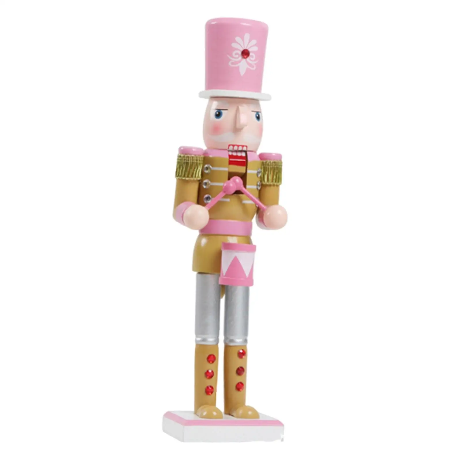 Wooden Nutcracker Statue Classic Christmas Figurine Home Decoration Ornament for Living Room Bedroom