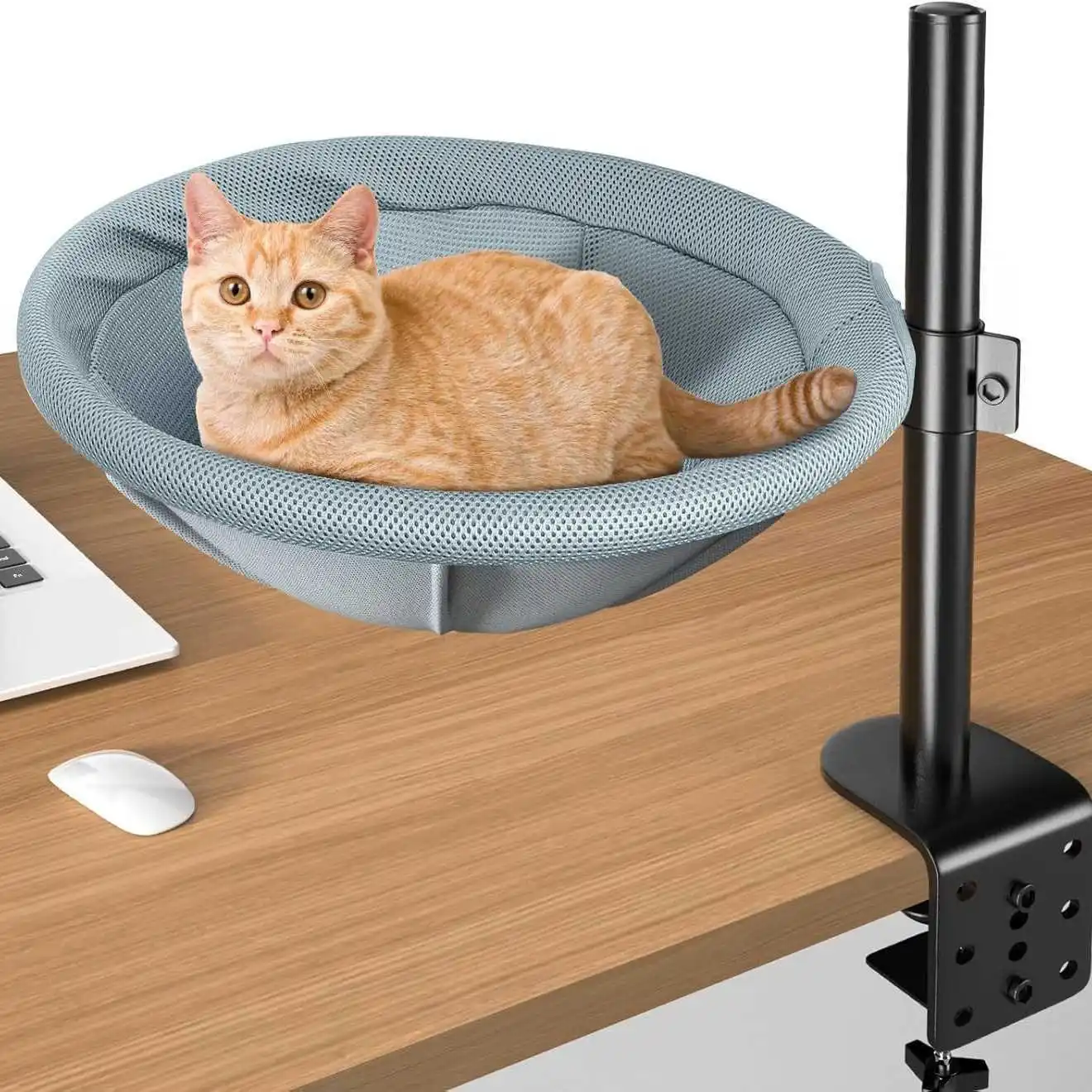 Escritorio nido para gatos cama para mascotas 360 °   Mesa de hamaca para gatos de escritorio, altura ajustable con rotación, soporte colgante, cama para mascotas