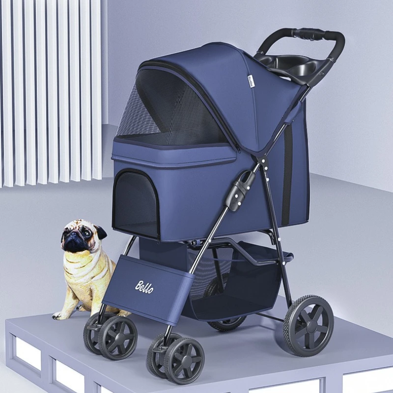 Cochecito plegable para perros y gatos ruedas cojín independiente - imagen 5