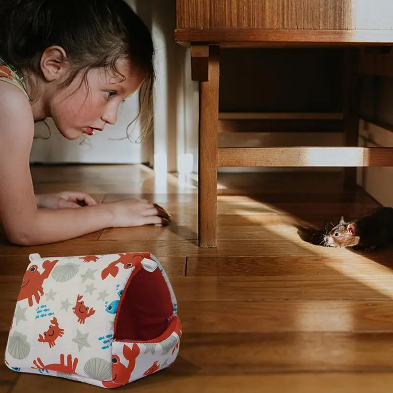 Cama de hámster de invierno sin caída, casa divertida para animales pequeños, casa de animales pequeños, hámsteres de oso de seda dorada - imagen 4