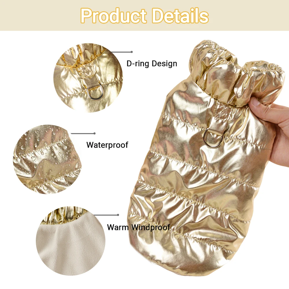 Chaqueta impermeable para cachorros, abrigo con anillo en D, ropa cálida de lana para perros pequeños y medianos, trajes de Bulldog Francés Yorkie para invierno - imagen 3