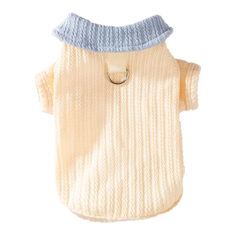 Otoño Invierno Collar de perro camisa básica pequeño tamaño mediano lindo perro Color bloqueado Top gato dos patas ropa Teddy ropa para perros mascota - imagen 5