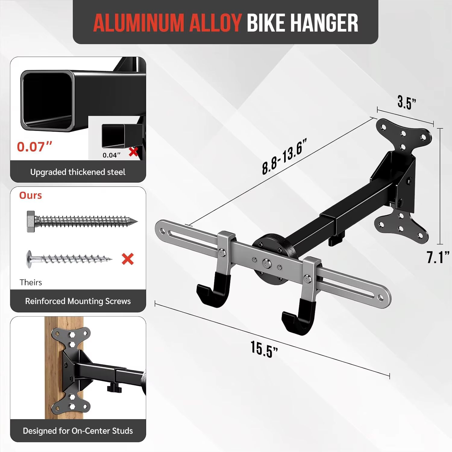Soporte de pared para bicicleta resistente para garaje con giro 360 - imagen 4