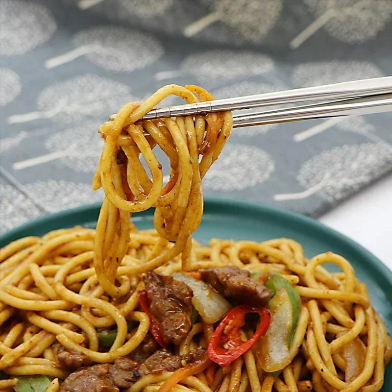 Palillos de acero inoxidable antideslizantes para Sushi, palillos metálicos coreanos y japoneses, cubiertos de cocina, vajilla, 5 pares - imagen 4