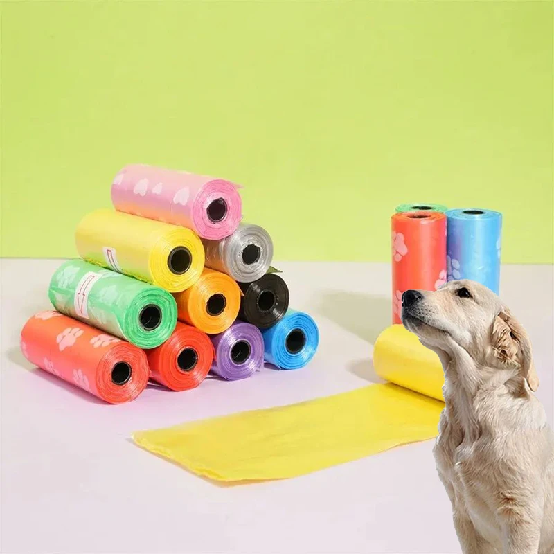 8 rollos/120 Uds. Bolsas portátiles de limpieza para mascotas bolsas para excrementos de perros a prueba de fugas bolsas de basura para mascotas para uso interior y exterior