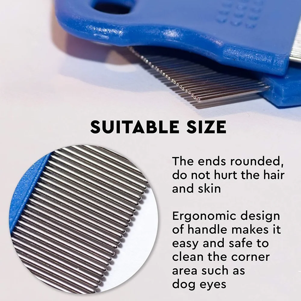 Peine de aseo para perros, eliminador de manchas de desgarro, elimina suavemente la mucosidad y la corteza, piojos pequeños, peine para mascotas, peine para pulgas - imagen 5