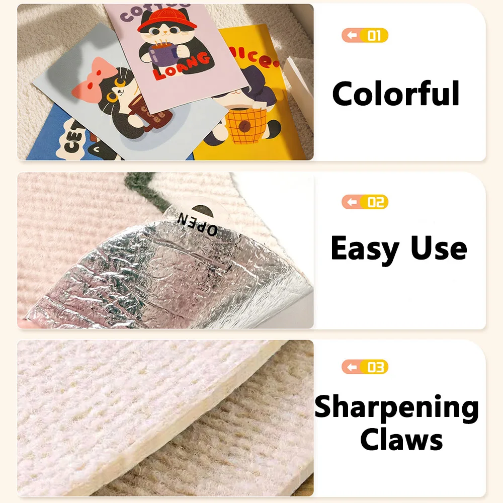 Alfombra antiarañazos para gatos, alfombra autoadhesiva recortable decorativa de dibujos animados, rascador para mascotas, muebles, Protector de pared para sofá - imagen 2