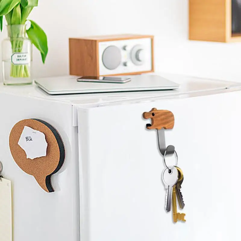 Ganchos de madera con dibujos de animales para colgar llaves, ganchos decorativos de pared para decoración de habitación, soporte de llaves de dibujos animados para guardería y baño - imagen 3