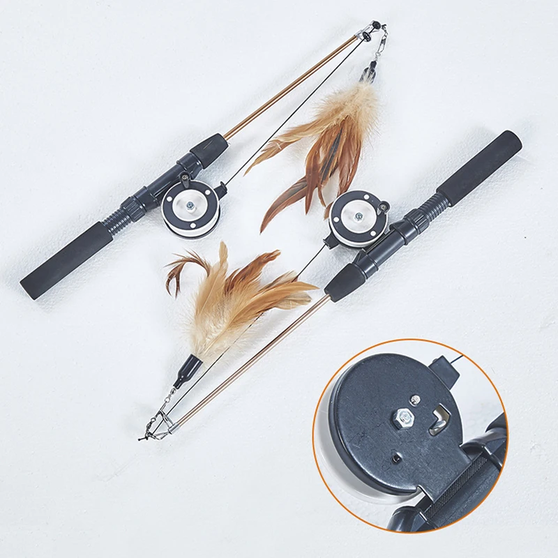 Varita de juguete retráctil para gatos, palo telescópico para gatos, juguete interactivo divertido con plumas de gatito, juguetes para aliviar el aburrimiento de mascotas - imagen 4