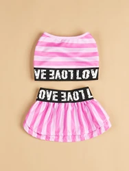 Vestido a rayas de verano fresco para perros y gatos pequeños