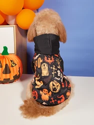 Sudadera negra con capucha Halloween para gatos y perros pequeños