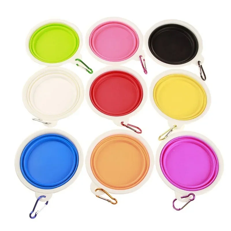 El cuenco plegable de marco blanco para mascotas tiene una hebilla para caminar perros y Picnics con materiales de silicona para mascotas para beber y alimentar - imagen 2