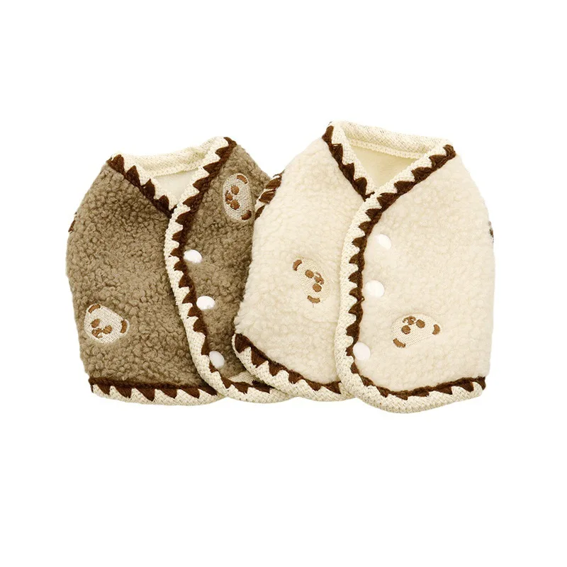 Chaleco de lana de cordero liso para mascotas, ropa corta Ins, chaleco para perros, ropa para gatos, ropa para gatos, ropa de peluche para otoño e invierno, ropa para perros - imagen 5
