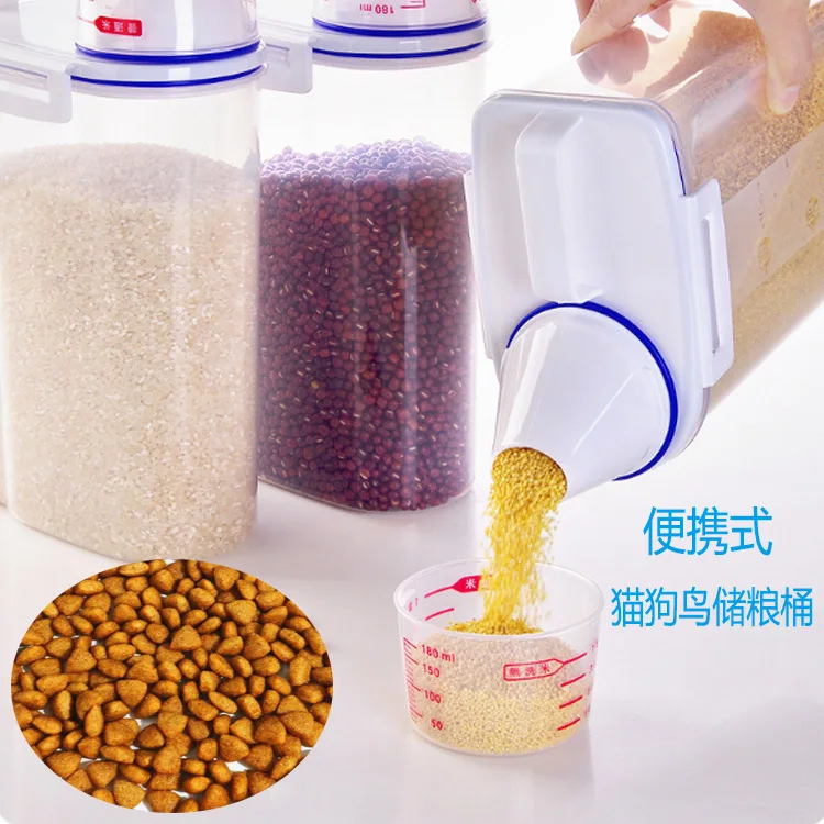 Cubo de almacenamiento de granos para mascotas, tanque de almacenamiento de granos para gatos sellado portátil a prueba de humedad y mantenimiento fresco, Cubo de comida para perros - imagen 3